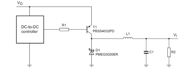 Figure 3 Buck DC-DC converter with low VCEsat BJT switch Figure 3 Buck DC-DC converter with low VCEsat BJT switch